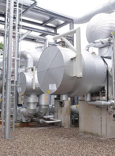 heat exchangers in a geothermal plant. These heat exchangers transfer heat from the geothermal fluid to another circuit