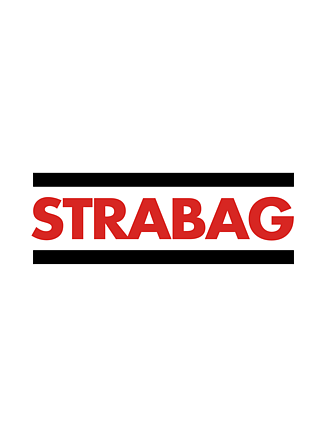 STRABAG rot mit schwarzen Linien Hintergrund weiß